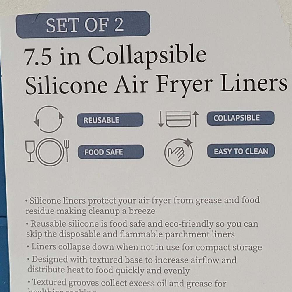 Air Fryer Silicone Liners Collapsible Blue 7.5in Round - 2 - Picture 4 of 9